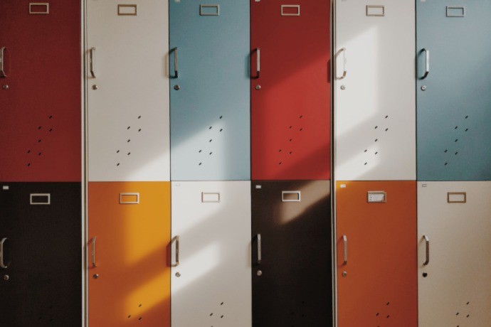 retro colorful lockers at the office space