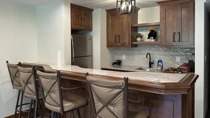 breakfast counter at newly renovated Door County home