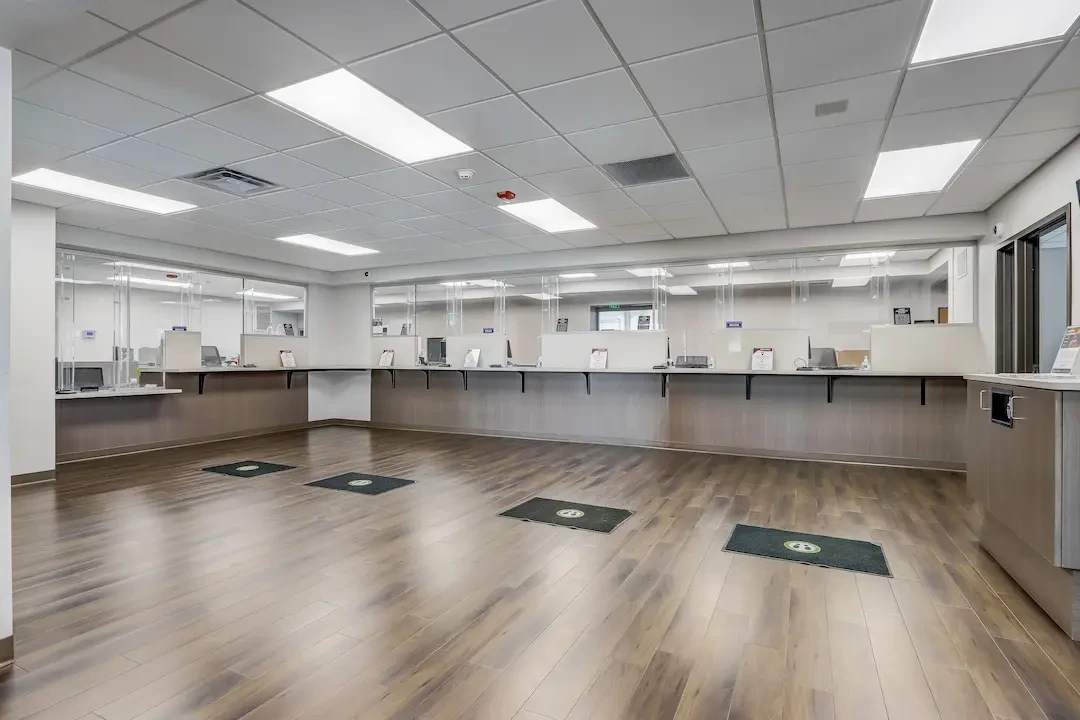 office space with bamboo flooring