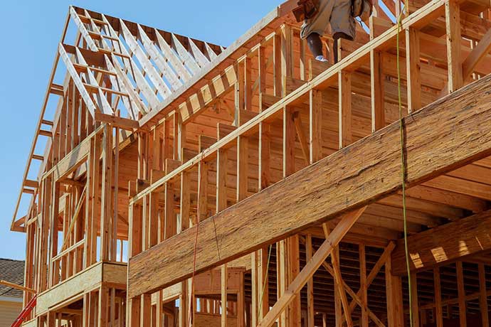 Framer work for a roof truss.