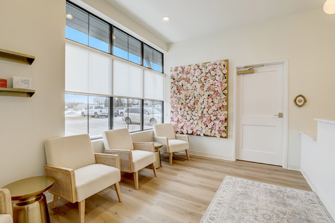 Lobby with flower artwork