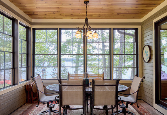Dining room with large windows