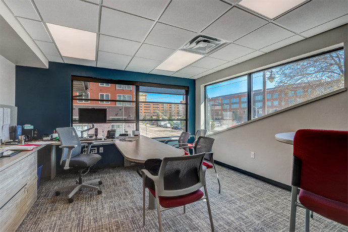 Office room with large windows