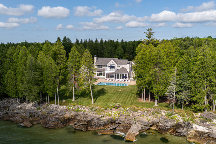 Residential building in the forest beside a lake