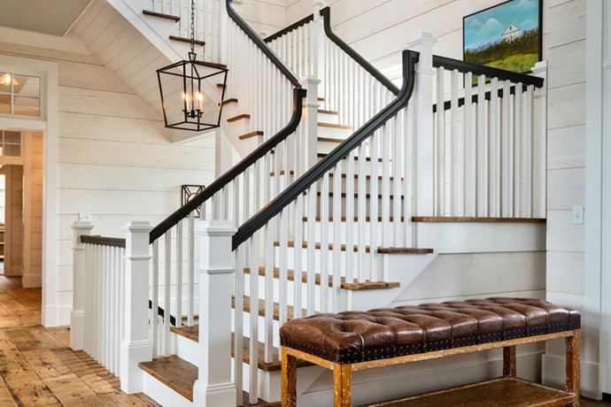 white wooden staircase