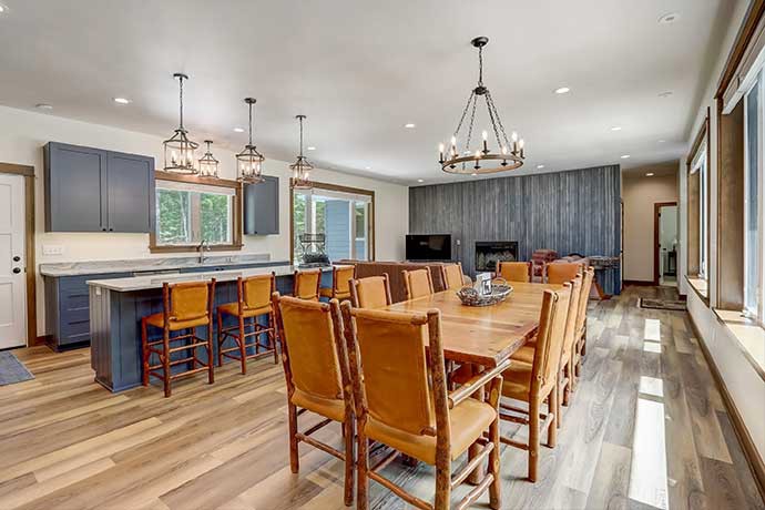 Dining interior of luxury home in Three Lakes in Northern Wisconsin.